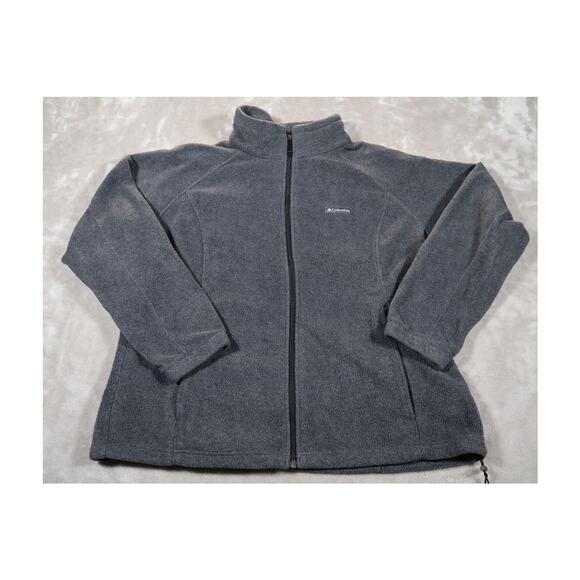 Columbia Jacket Womens 2XL Gray Fleece Full Zip Outdoor Hiking Cold Weather Warm - Picture 1 of 7